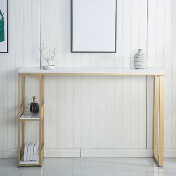 Glam1/2/3 Pieces Bar Table Set Rectangle Marble Counter Table with High Stools