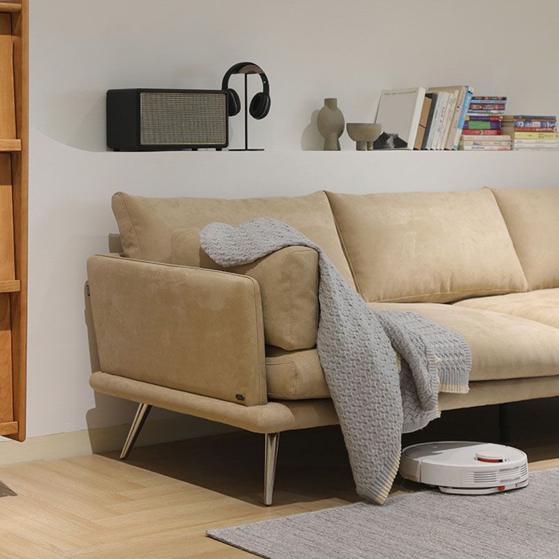 3/4-seat Modern Brown Sofa Wear-resistant Sofa with Metal Legs