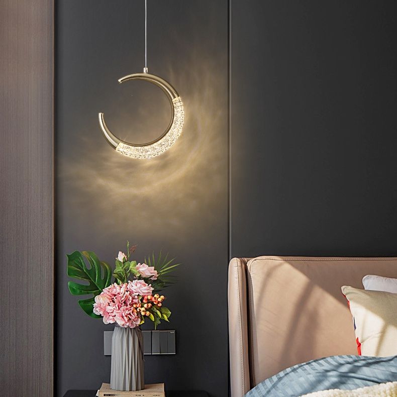 Oro 1 luce mezzaluna leggera lampada a sospensione moderna acrilica chiara piccola lampada sospesa per soggiorno