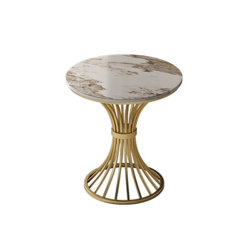 Traditional Luxury Dining Table Sintered Stone Round Table with Gold Base