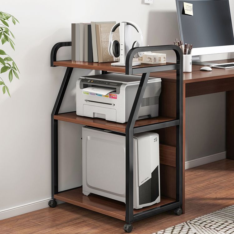 Industrial Style Wooden Bookshelf Open Home Shelf Bookcase with Caster Wheels