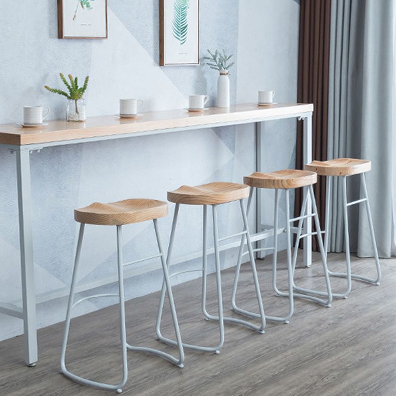 Modern Bar Height Table Solid Wood Top Bistro Bar Table with White Base