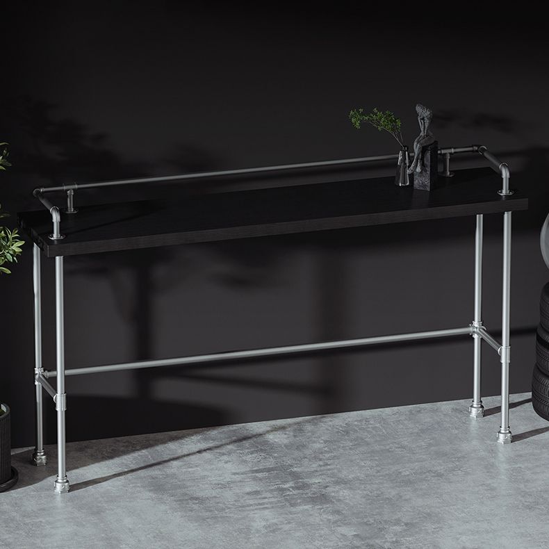 Industrial Metal Pub/Bar Table Wood Top Counter Wine Table with Footrest