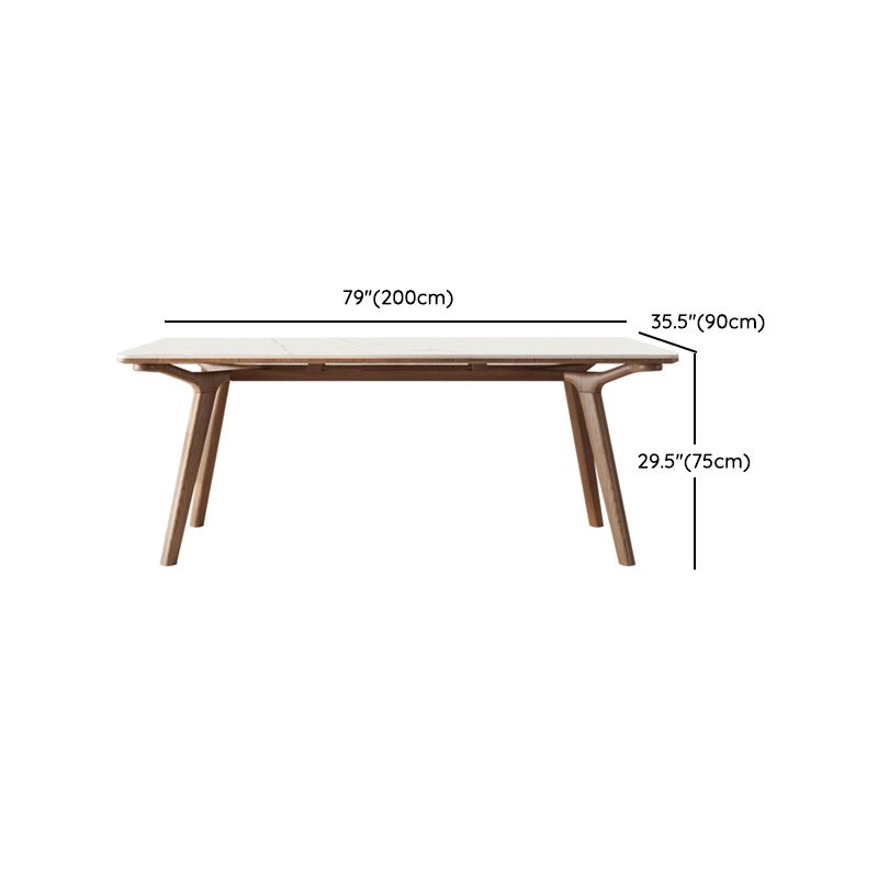5/7 Piece Rectangle Shape Stone and Solid Wood Dining Table Set