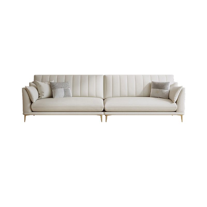 Contemporary Channel Back Faux Leather Sloped Arms Sofa/Sectionals,Ivory