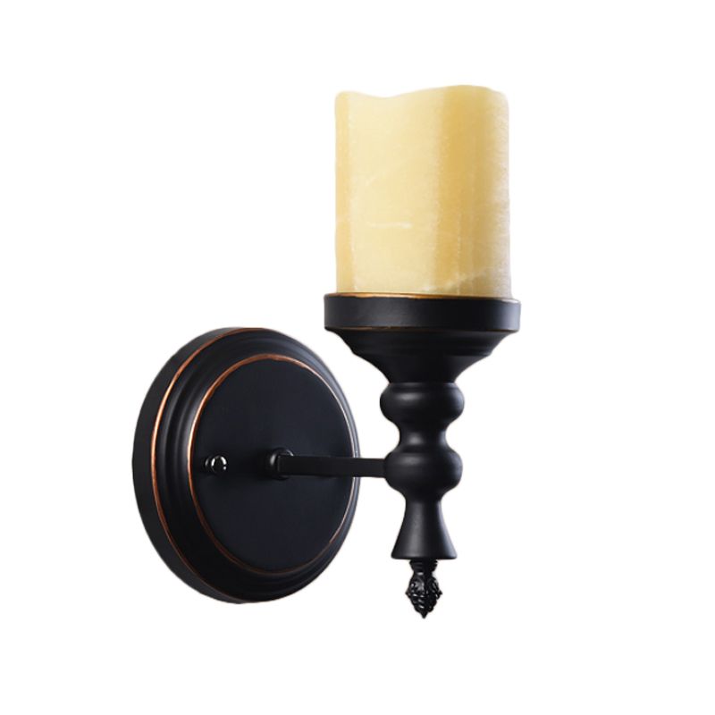 Opalglas Kerze Wandleuchte Antiquität 1 leichte Innenwandlampenlampe in Schwarz