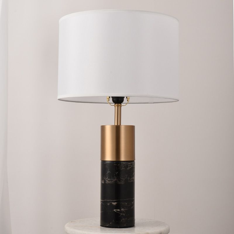 Tambre de la mesita de noche Babez 1 cabezal lámpara de soporte de noche posmoderna con pedestal de mármol en negro/blanco/gris