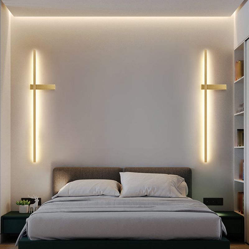 Brass Straight Wall Light Nordic Style 1 Light LED Wall Sconce for Living Room
