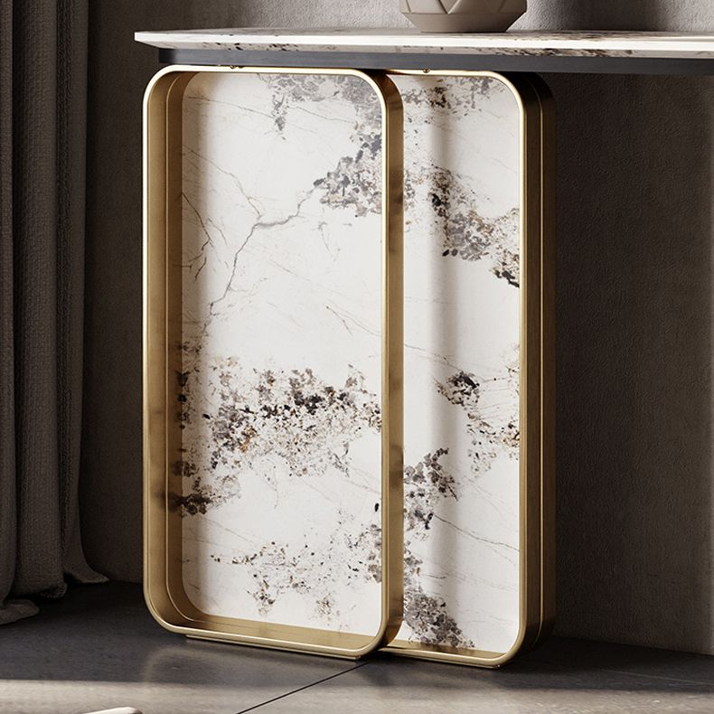 Glam Golden Console Accent Table Stone Console Sofa Table for Hall