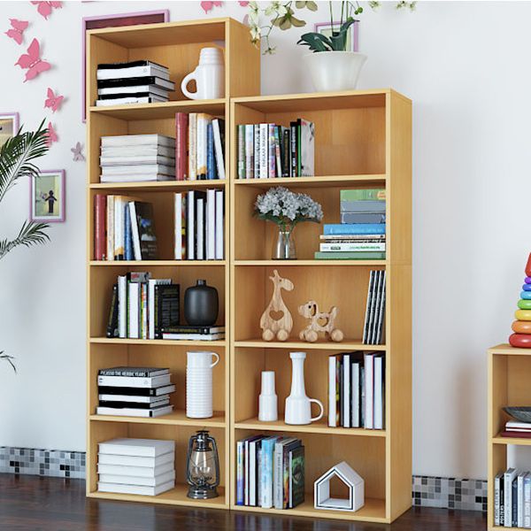 Modern Engineered Wood Bookcase Closed Back Standard Book Shelf for Living Room