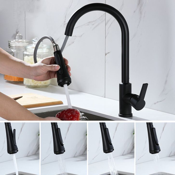 Touch Sensor Kitchen Bar Faucet Gooseneck Swivel Spout with Pull Down Sprayer