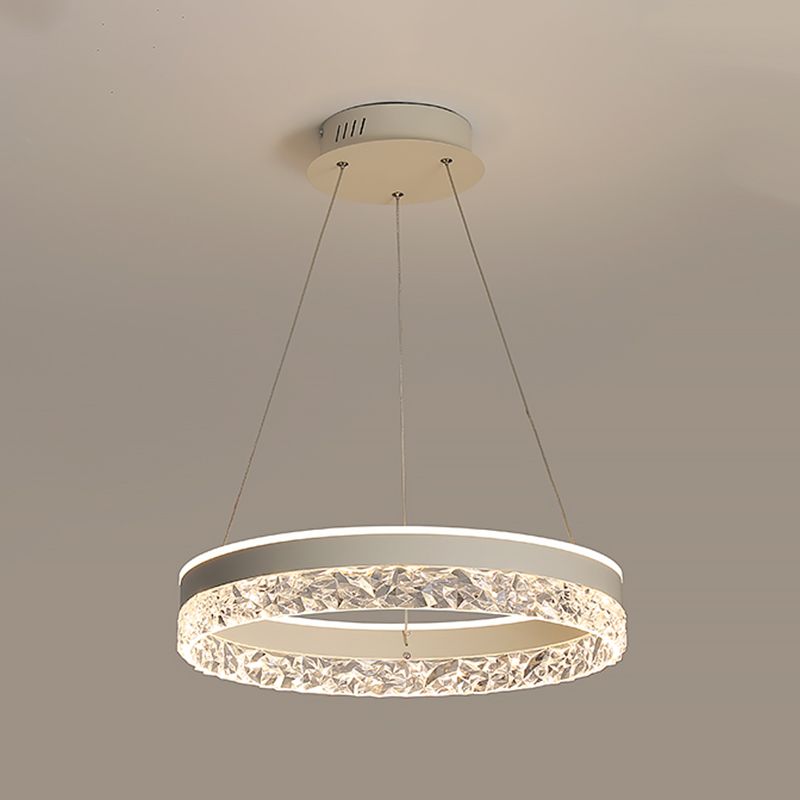 Modern Metal Chandelier Light Fixtures Round 1-Light Suspension Pendant Lamps with Acrylic Shade