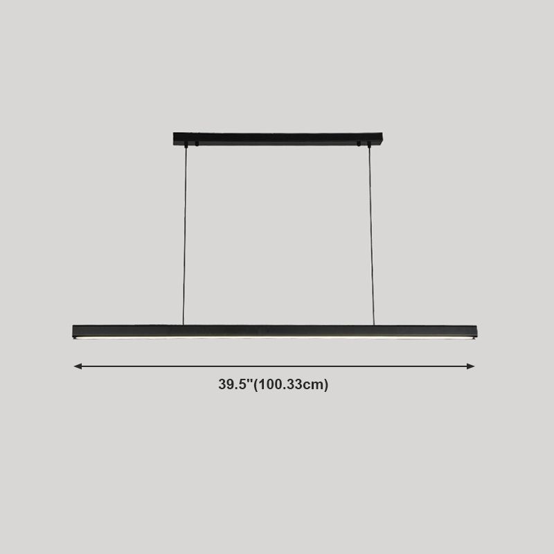 Modern Metal Island Light Strip Colgante de isla LED negra para comedor