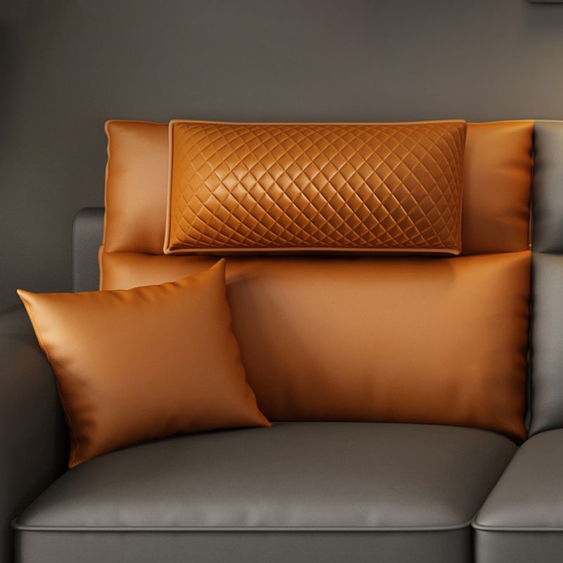 Pillow Top Arm Contemporary Back Settee Couch with Pillows in Gray