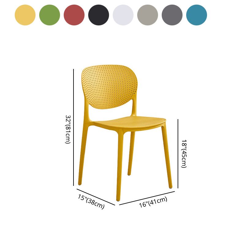 Silla lateral moderna de plástico para interior y exterior, silla lateral de comedor con respaldo abierto para el hogar