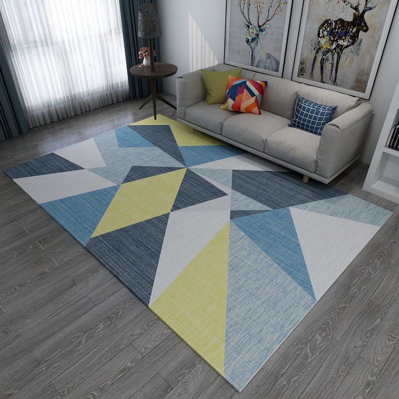 Chic Geometric Colorblock Print Rug Multi Colored Modern Rug Polyester Machine Washable Non-Slip Backing Pet Friendly Rug for Room