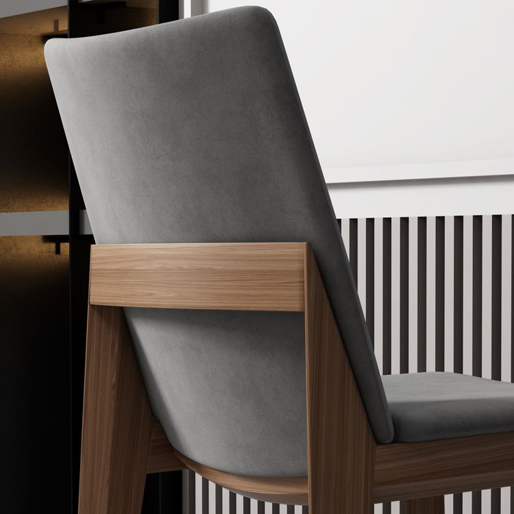 Silla de comedor gris tapizada moderna con respaldo sólido de la silla lateral de la tienda de manicura