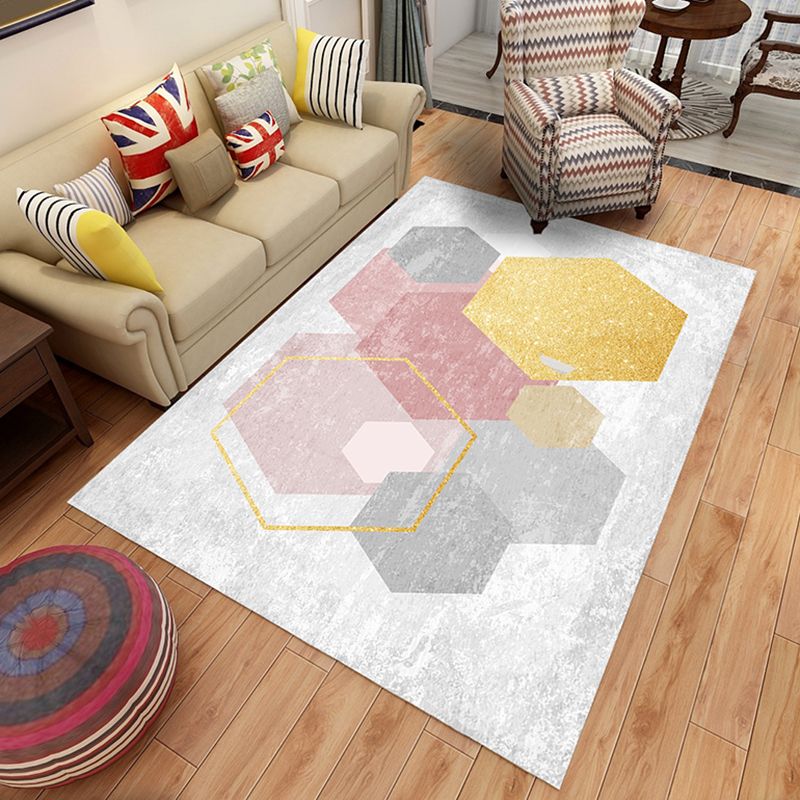 Calming Geo Printed Rug Multicolored Polyster Area Carpet Non-Slip Backing Stain-Resistant Area Rug for Living Room