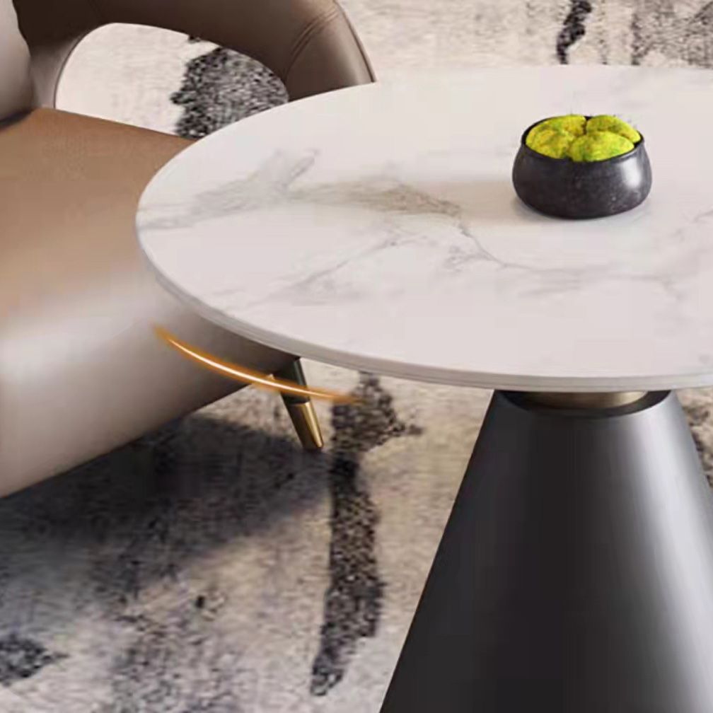 Modern Round Dining Table for Kitchen Metal Pedestal Base Table