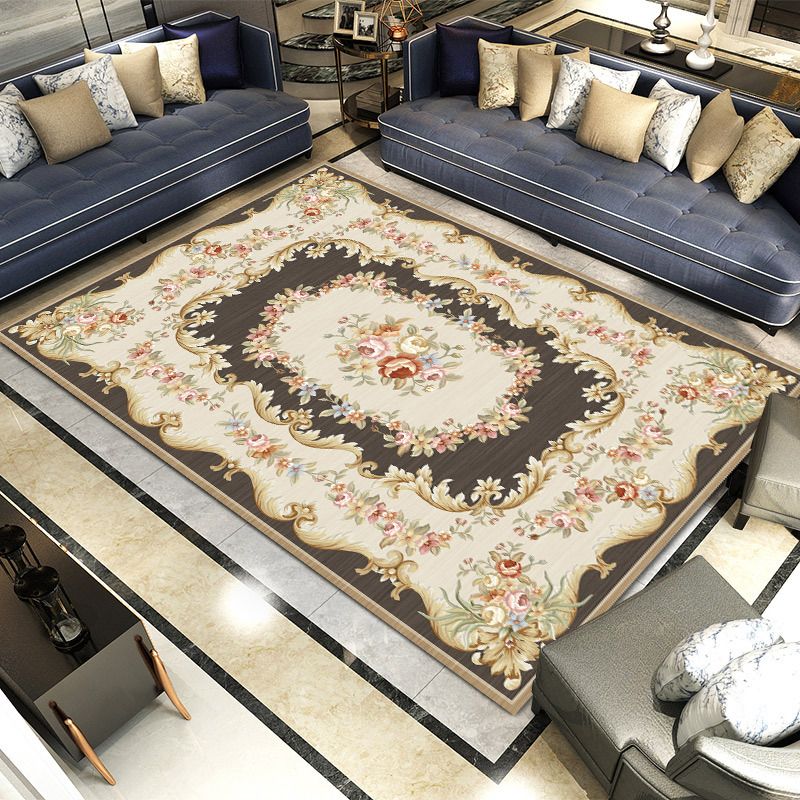 Funky Living Room Area Rug Modern European Carpet Polyester Rug with Non-Slip Backing