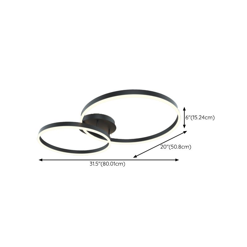 Minimalism Ceiling Light Fixture Circle Flush Mount in Black for Living Room