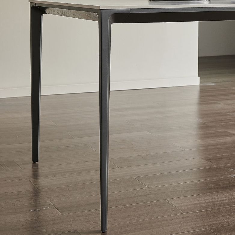 Industrial Style Rectangle Dining Table Sintered Stone Table with Metal Legs for Kitchen