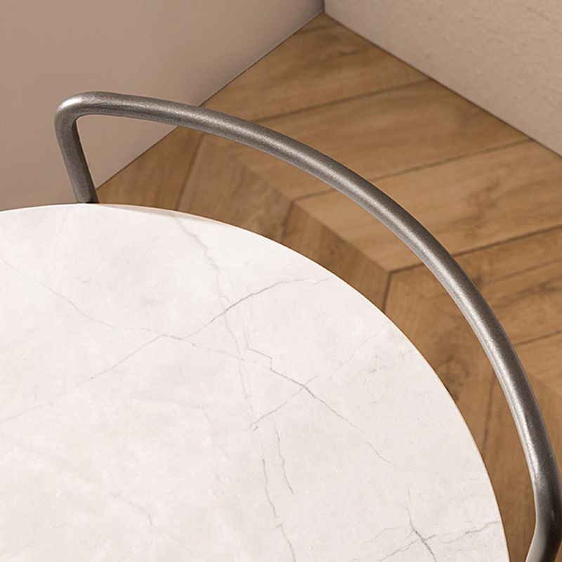 Round Ceramics Top Side Table 24.8" Tall Iron Base End Table with Shelf