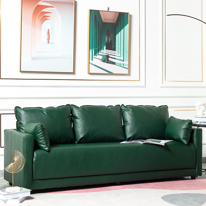 3 Seater 27.5"H Faux Leather Square Arm Sofa for Living Room