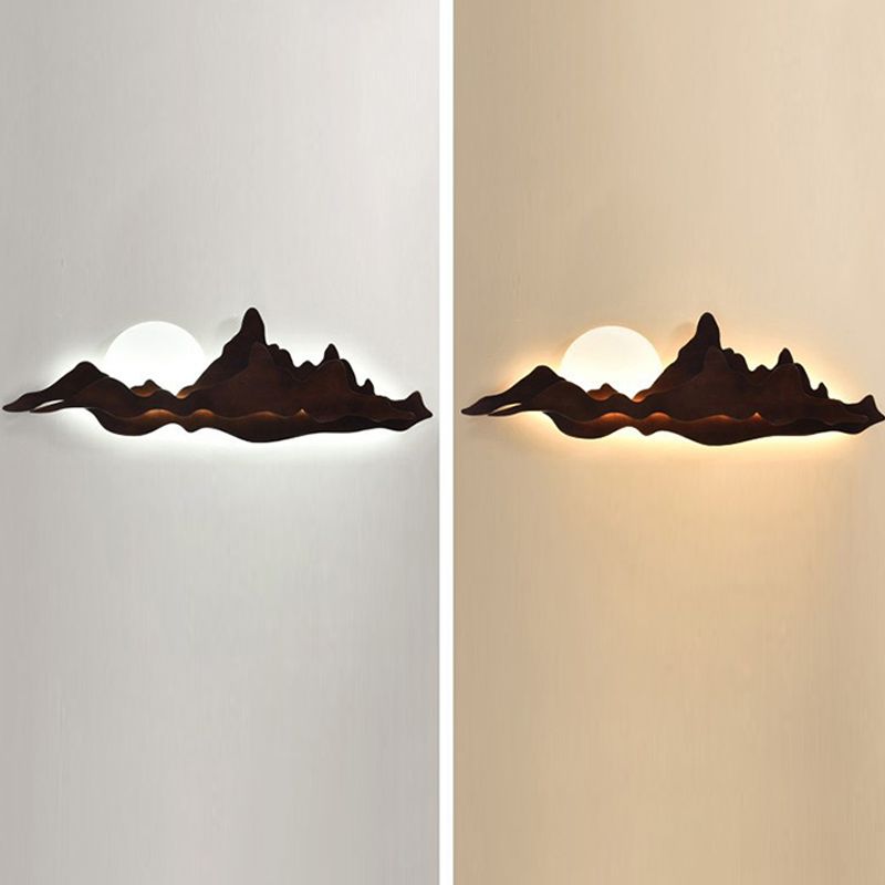 Modern Style Wall Mount Light 1-Light LED Wall Sconce Light with Wooden Shade for Bedroom