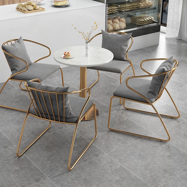 White 1/5 Pieces Dining Set Modern Style Faux Marble Dining Table Set for Home Use