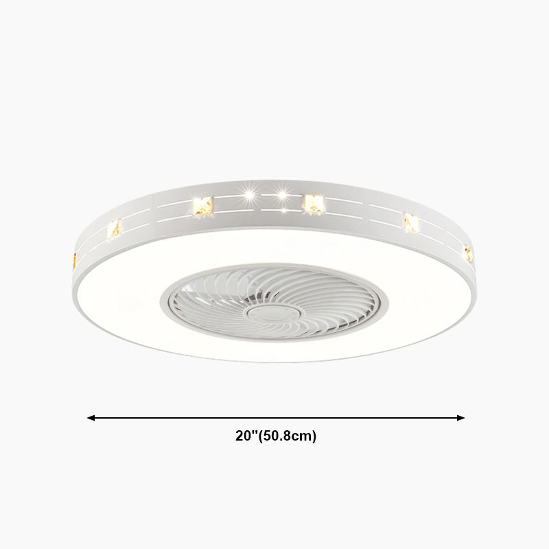 Lampada a ventola del soffitto in metallo nordico a filo arrotondato con lama di ventola di plastica