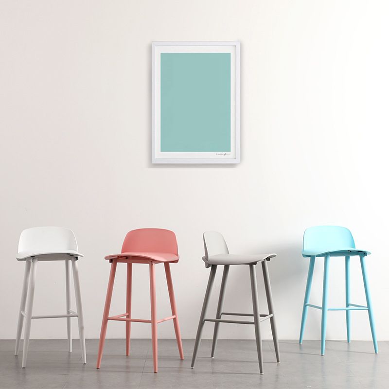 Contemporary Plastic Low Back Armless Bar Stools with Metal Base