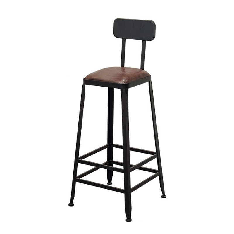 Contemporary Style Brown Barstool Low Back Bar Stool with Metal Legs