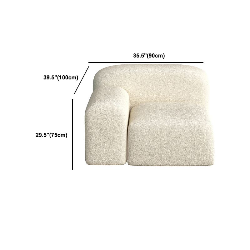 Contemporary Style Stationary Sofa Wool Rolled Arm Sofa in White