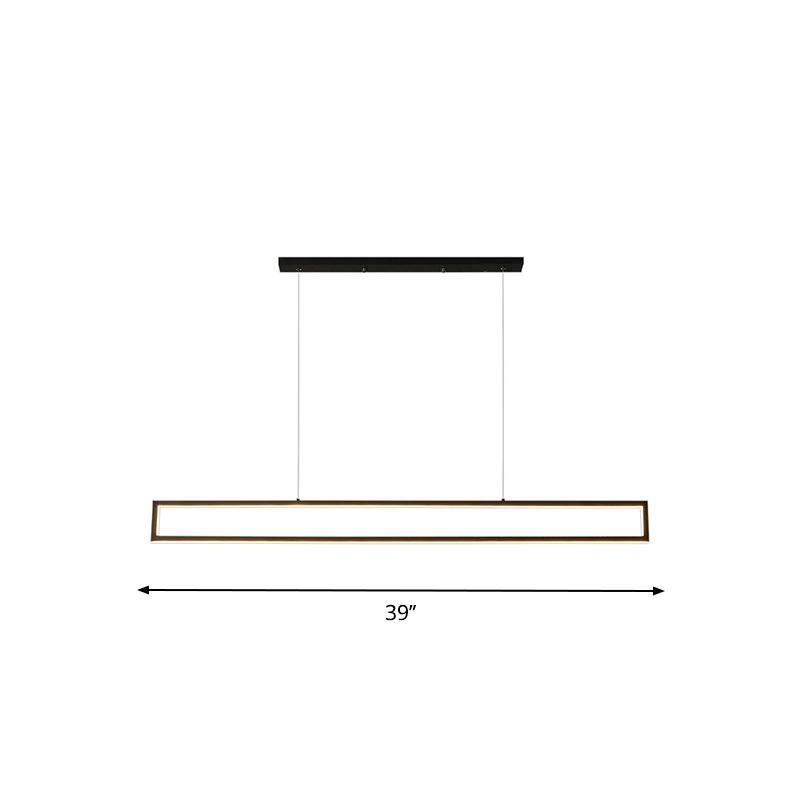Lámpara colgante rectangular de 39 "/47" de ancho Simplicidad de aluminio Comedor LED Island Coste en luz cálida/blanca