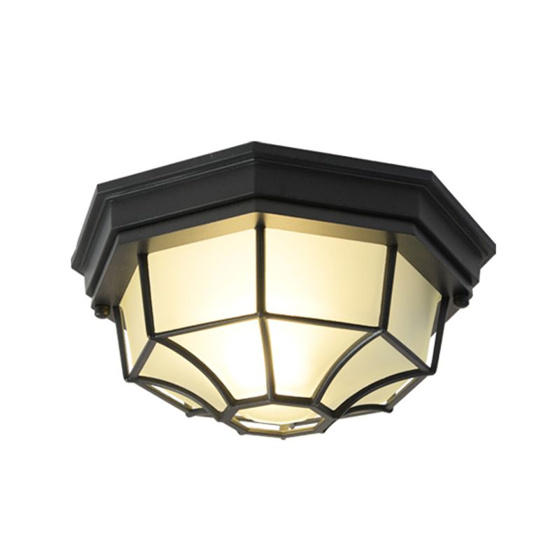 Lámpara empotrada de estilo moderno, luz de techo para patio con pantalla de cristal octogonal