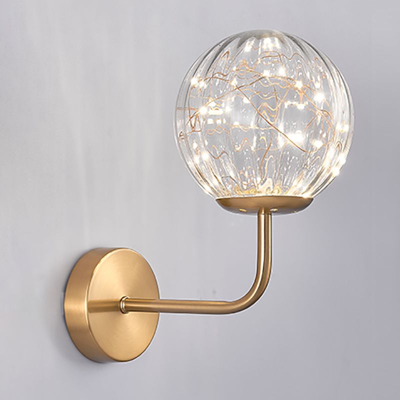 1 Light Spherical Wall Lights Modern Style Glass Wall Lighting Fixtures