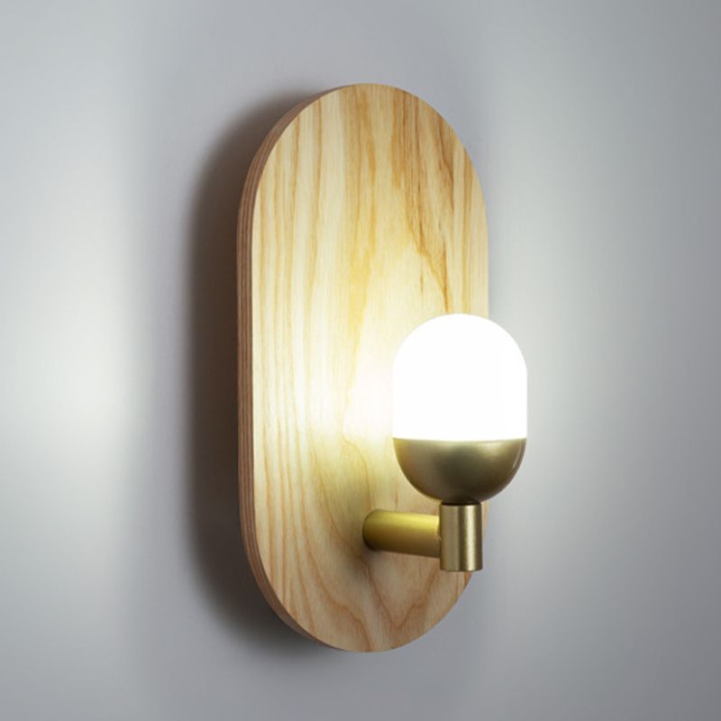 Single Contemporary Beige Metallic Shaded Wooden Wall Mounted for Foyer