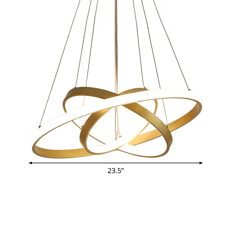 Zeitgenössischer Gyro -Kronleuchter -Leuchten Acryl -Esszimmer 23,5 "/31,5" breites LED -Aufhängungslicht in Gold