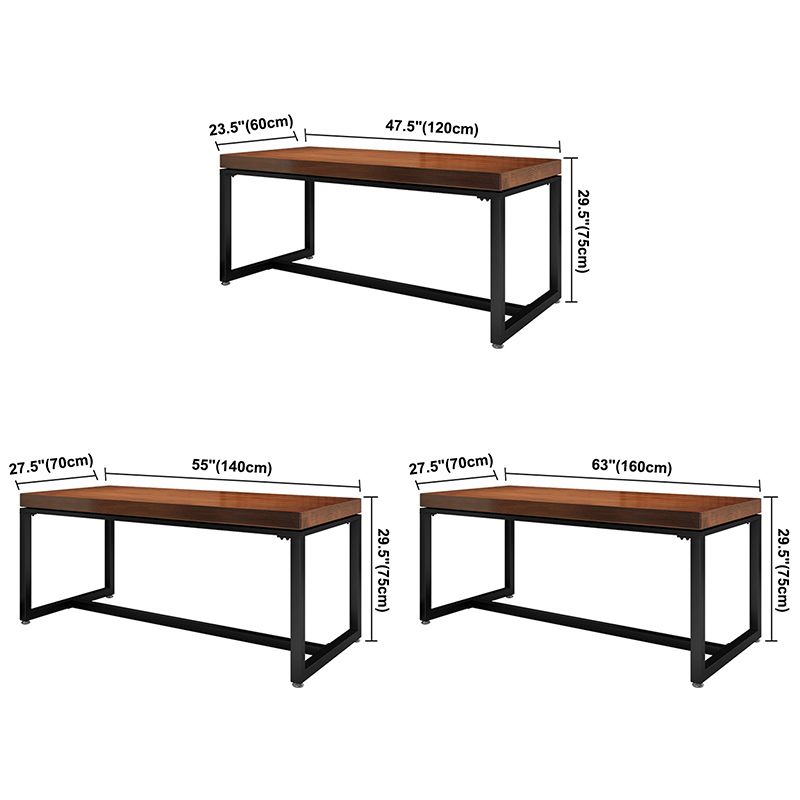 Table à manger de style industriel en bois massif table de rectangle marron avec cadre noir pour salle à manger