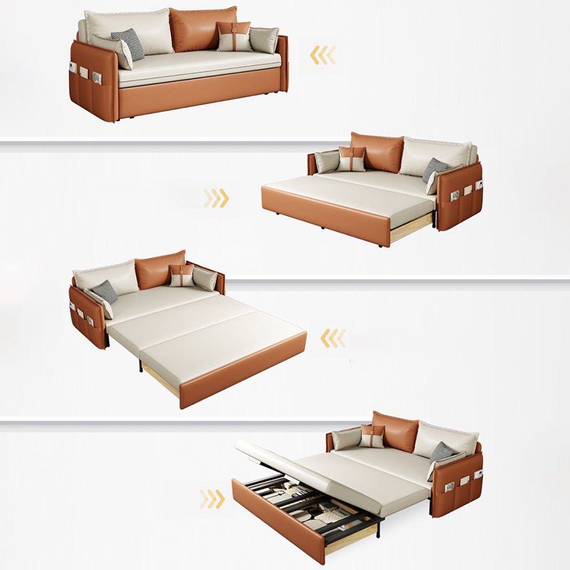 32" Wide Scandinavian Sleeper Sofa Futon Faux Leather Sleeper Sofa