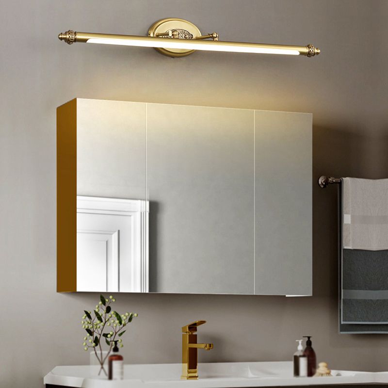 Stile moderno di illuminazione da vanità lineare in metallo 1 funce murale di vanità della luce in oro