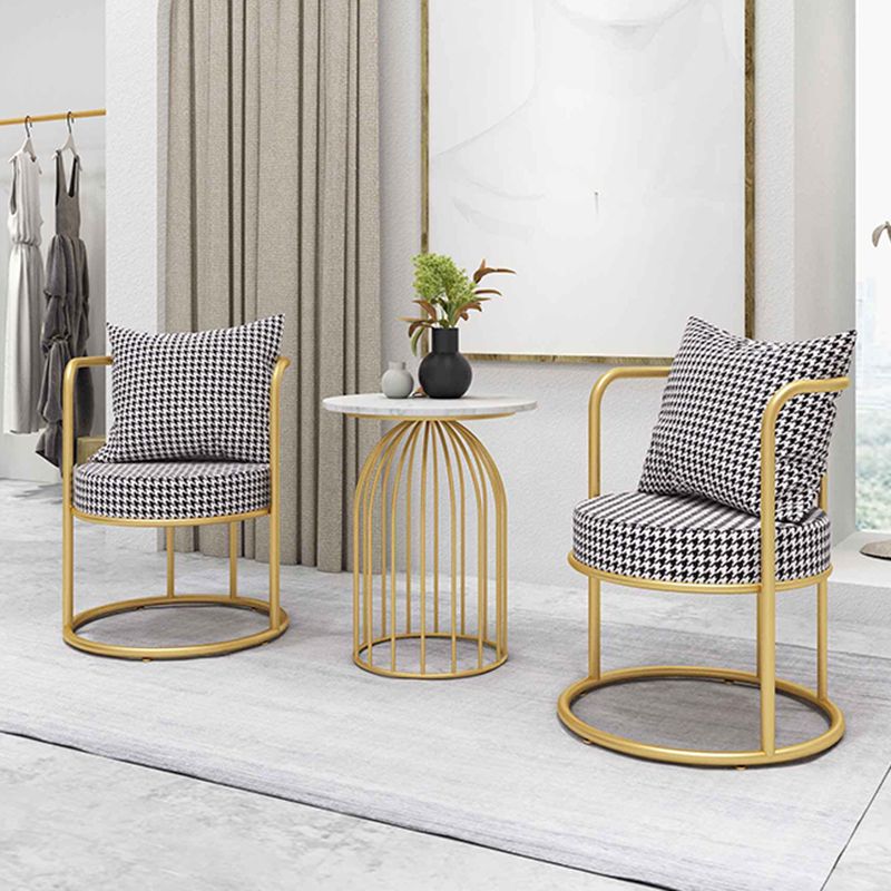 Glam Metal Dining Room Chair Open Back Dining Side Chair for Restaurant Use