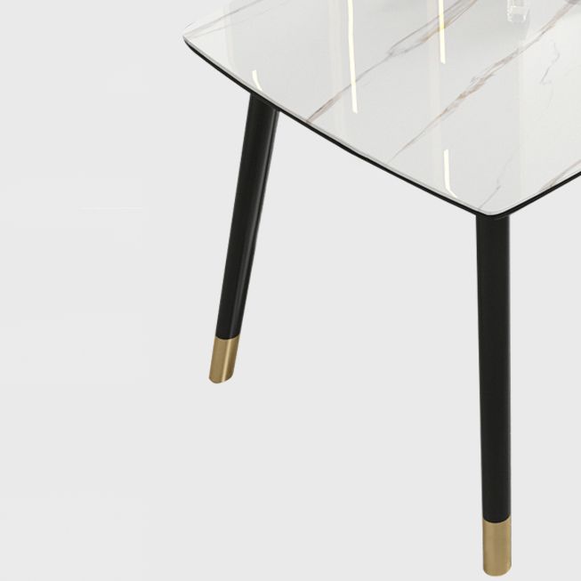 Mesa de comedor de cocina de piedra sinterizada contemporánea Mesa de comedor de forma rectangular con 4 patas base