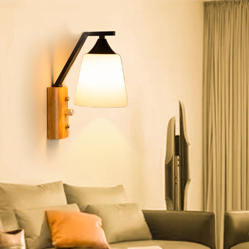 Modernist Wall Sconce Tapered Glass Sconce Lighting for Bedroom