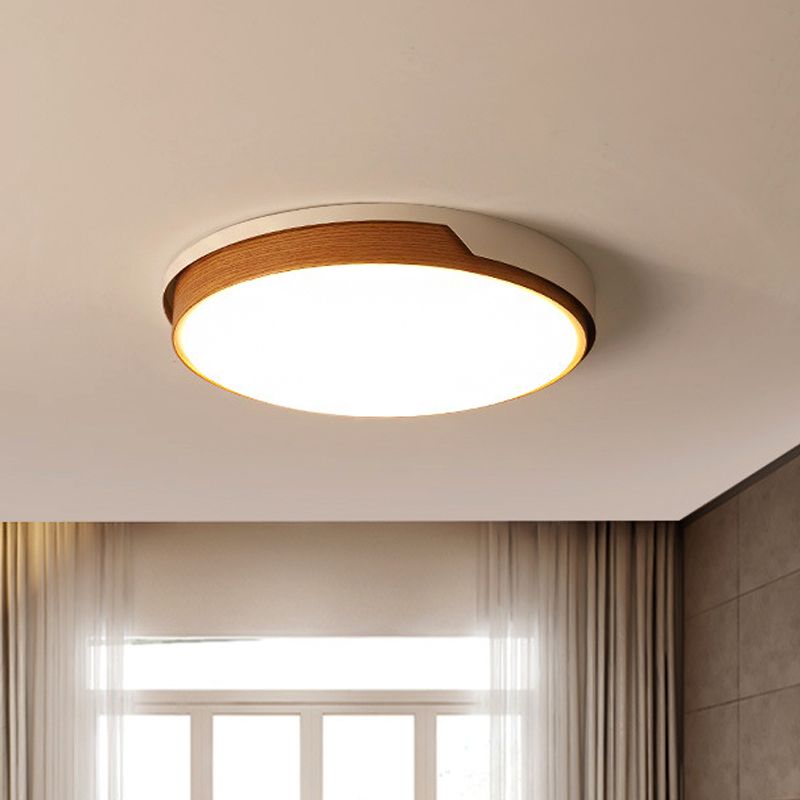 Flat Panel Round Flush Mount Light Modern Acrylic LED Ceiling Light in White for Dining Room
