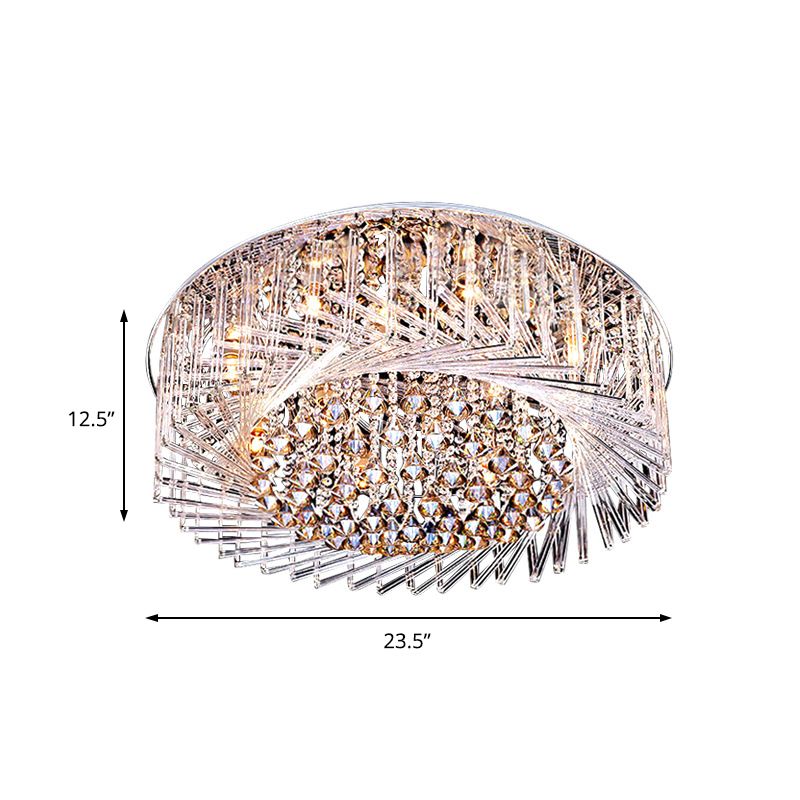 Drum-plafondlamp Eigentijds kristal LED-chroom inbouwlicht, 23,5"/31,5" breed
