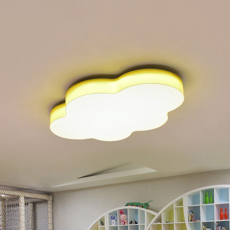 Acrylic Cloud-Shape Ceiling Mounted Fixture Cartoon LED Flushmount Lighting in White/Red/Yellow for Kids Room