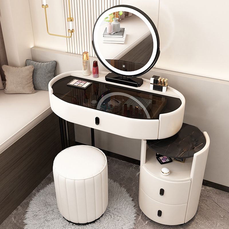 3 Drawers Glam Makeup Vanity Desk with Glass Top Makeup Vanity