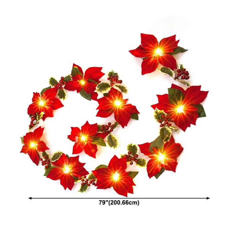 6.5ft Red Flower String Lighting Art Deco 10-Light Fabric Festive Light